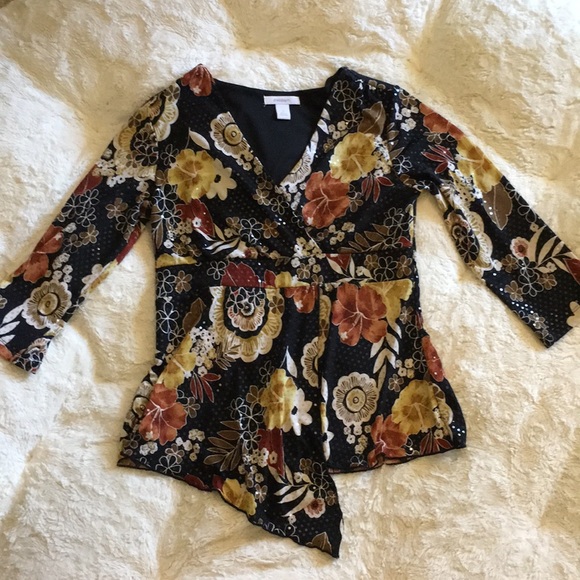 dressbarn sparkly wrap top - Picture 1 of 8